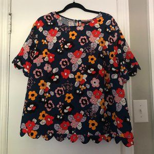 Victoria Beckham for Target 2X floral scallop trim top